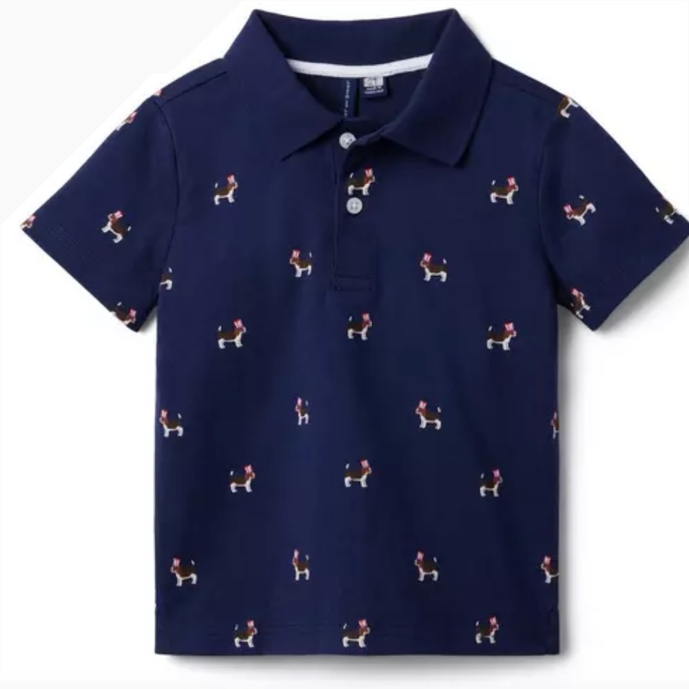 Janie & Jack Boys' AMERICANA DOG JERSEY POLO (Size 8)